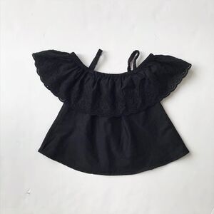 Old Navy black eyelet cold shoulder top EUC 18-24m